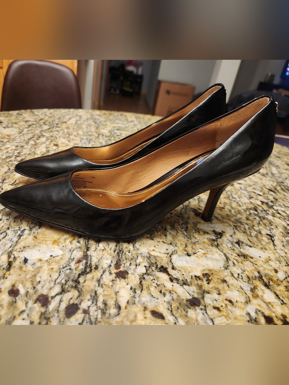 Coach Classic Black Pointed-Toe Women's Pumps, Size 7.5B Hi8